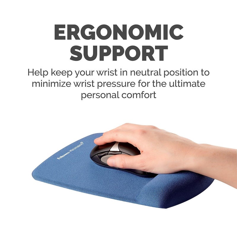 Fellowes PlushTouch Foam Mouse Pad Wrist Support with MICROBAN - Blue (9287301) - Image 4